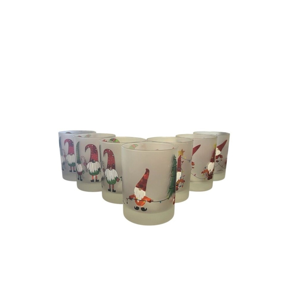 Culver Frosted Lowball Rocks Glasses Lot 7 Holiday Christmas